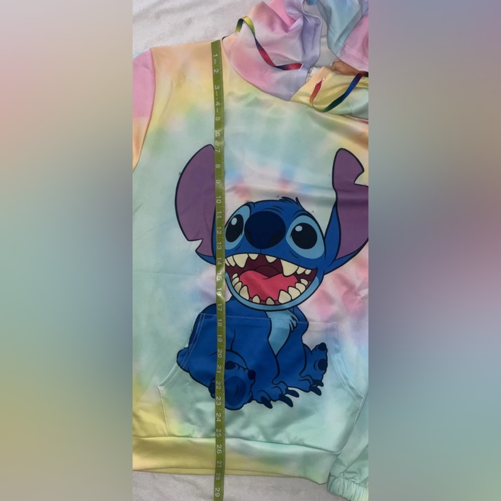 Womens Teen Girls Size XXL STITCH Character Hoodie Colorful Lilo Sweatshirt - Picture 8 of 11